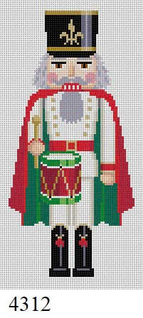 NUTCRACKER 4312 Susan Roberts Needlepoint CAPED DRUMMER  6.5" High 18 MESH