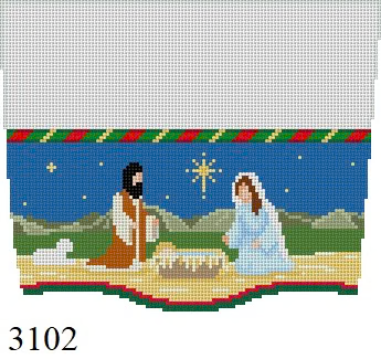 STOCKING CUFF 3102 Susan Roberts Needlepoint NATIVITY 9" x 7" 13 Mesh