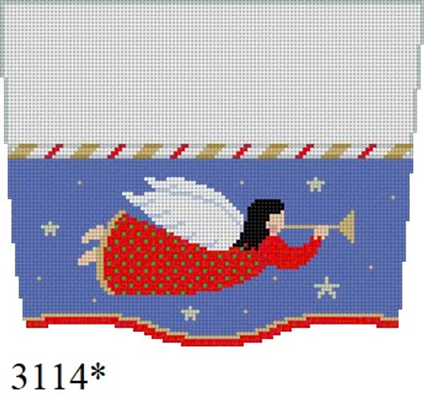 STOCKING CUFF 3114 Susan Roberts Needlepoint ANGEL FLYING 9" x 7" 13 Mesh