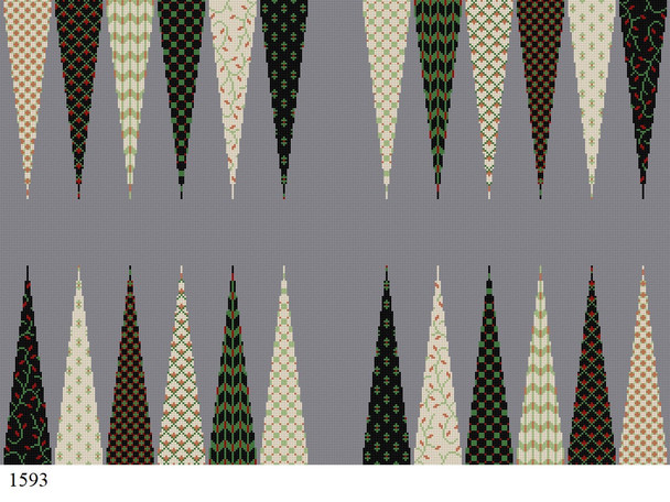 BACKGAMMON BOARD 1593 Susan Roberts Needlepoint  PATTERN POINTS 19.5" x 13.5" 13 MESH