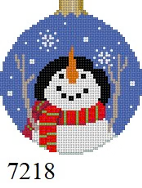 Ornament 7218 Susan Roberts Needlepoint LET IT SNOW, 3.25" ROUND - 18 MESH
