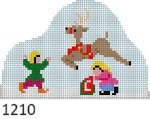 SANTA'S VILLAGE 1210 Susan Roberts Needlepoint COMET LEAPING 3.75" x 2.5" 18 MESH