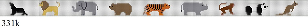 Belt 331k Susan Roberts Needlepoint ZOO ANIMALS, KID'S 17.5" x 1" 18 MESH
