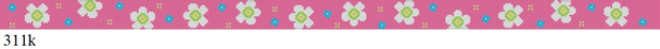 Belt 311k Susan Roberts Needlepoint WHITE FLOWERS ON HOT PINK, KID'S 22" x 1" 18 MESH