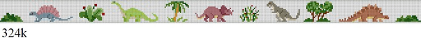 Belt 324k Susan Roberts Needlepoint DINOSAURS, KID'S 18.5" x 1" 18 MESH