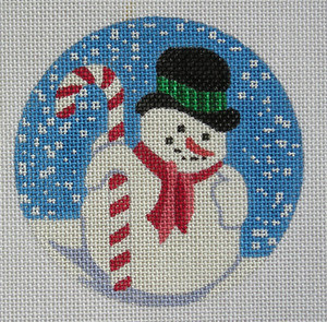 GL-85 Candy Cane Snowman Ornament 4 round 18 Mesh GaIL Lang