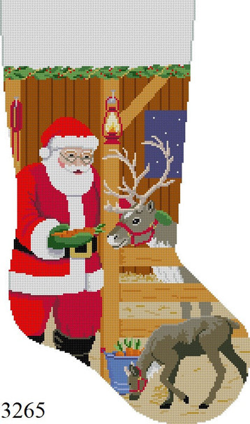 FULL SIZE STOCKING 3265 Susan Roberts Needlepoint FEEDING REINDEER CARROTS 19" High 13 Mesh