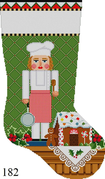 Full Size Stocking 182 Susan Roberts Needlepoint NUTCRACKER, CHEF LADY 13 Mesh 19" h