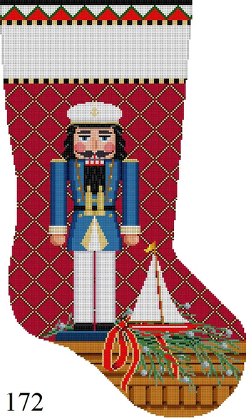 Full Size Stocking 172 Susan Roberts Needlepoint NUTCRACKER, SEA CAPTAIN 13 Mesh 19" h