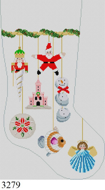 Full Size Stocking 3279 Susan Roberts Needlepoint ORNAMENTS, SEASHORE 13 Mesh 19" High