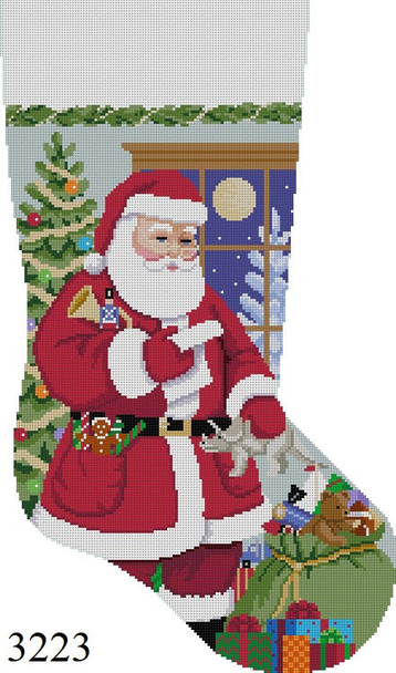 Full Size Stocking 3223 Susan Roberts Needlepoint SANTA'S TOY BAG FOR BOYS 13 Mesh 19" h