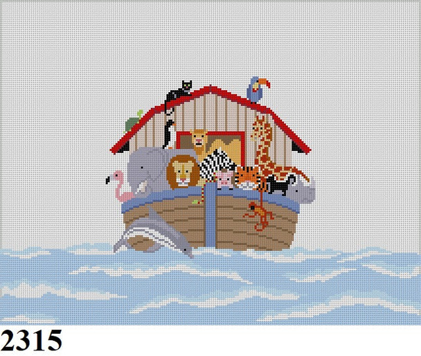 CHAIRSEAT 2315 Susan Roberts Needlepoint NOAH'S ARK, KID'S 13 MESH 16" x 12.5"