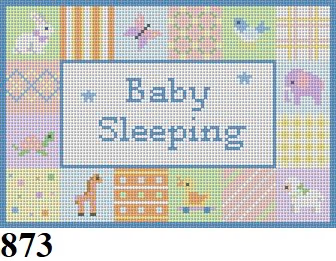 SIGN 873 Susan Roberts Needlepoint PATCHES "BABY SLEEPING" 4" x 6" 18 MESH
