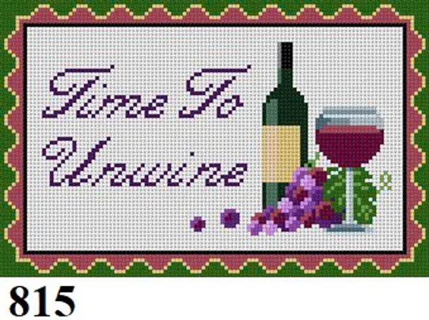 SIGN 815 Susan Roberts Needlepoint TIME TO UNWINE 8.5" x 5.5" 13 MESH