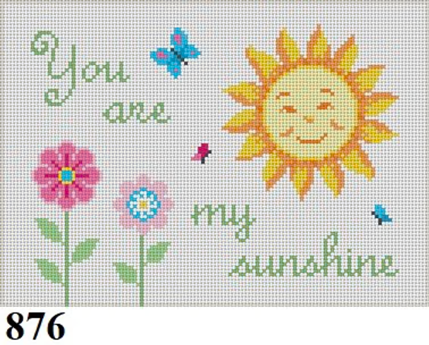 SIGN 876 Susan Roberts Needlepoint "YOU ARE MY SUNSHINE 5" x 7" 18 MESH