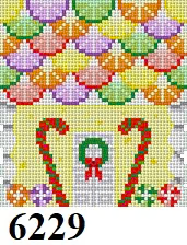 GINGERBREAD HOUSE 6229 Susan Roberts Needlepoint LEMON, FRUIT SLICES FRONT 3.25" x 3.75" 18 MESH