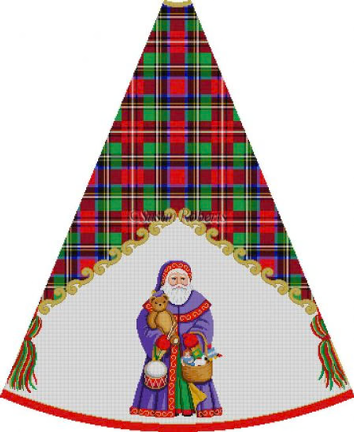TREE SKIRT 4003e Part E Only Susan Roberts Needlepoint TARTEN E Grape Robe Santa with Toy Basket  13 MESH