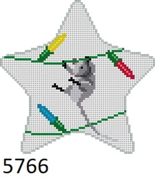 STAR 5766 Susan Roberts Needlepoint DANGLING MOUSE  4" x 4.25" 18 Mesh