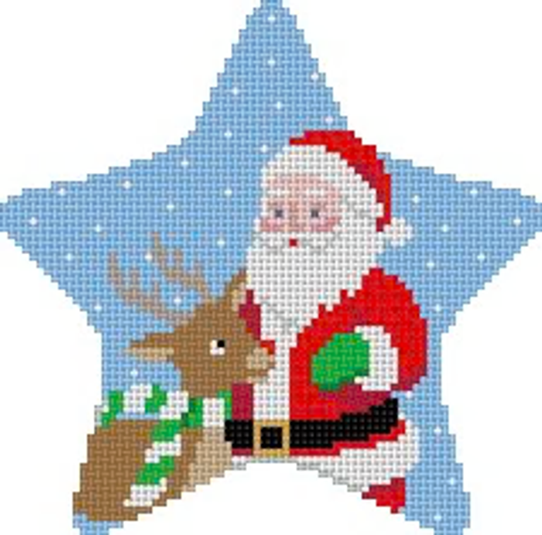STAR Susan Roberts Needlepoint RUDOLPH AND SANTA 4" x 4.25" 18 Mesh