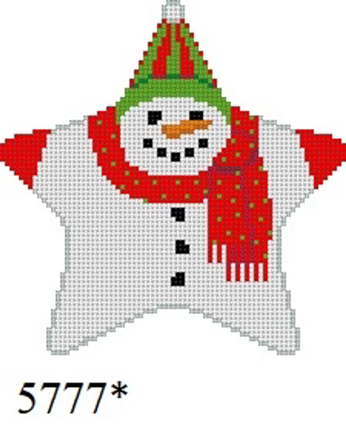 Ornament STAR 5777 Susan Roberts Needlepoint SNOWMAN 4" x 4.25" 18 Mesh