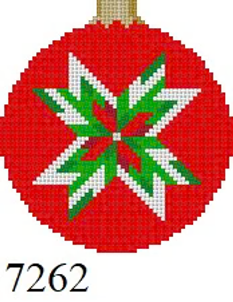ORNAMENT 7262 Susan Roberts Needlepoint QUILT STAR FLOWER, 3.25" ROUND 18 MESH