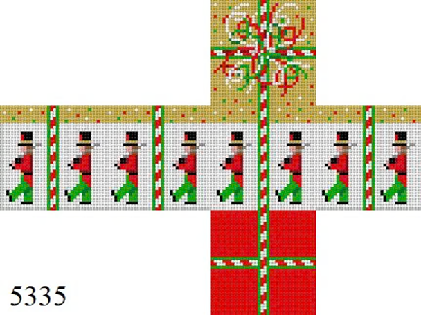 Cube 5335 Susan Roberts Needlepoint MARCHING SOLDIERS AND CONFETTI, 2" CUBE GIFT BOX - 18 MESH