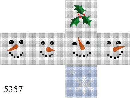 Cube 5357 Susan Roberts Needlepoint SNOWMAN FACES, 2" CUBE - 18 MESH