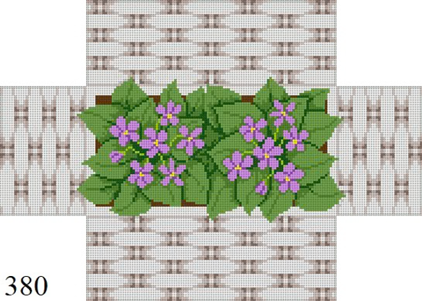 BRICK COVER 380 Susan Roberts Needlepoint VIOLET BASKET  8.5" x 4.5" x 2.75" 13  MESH