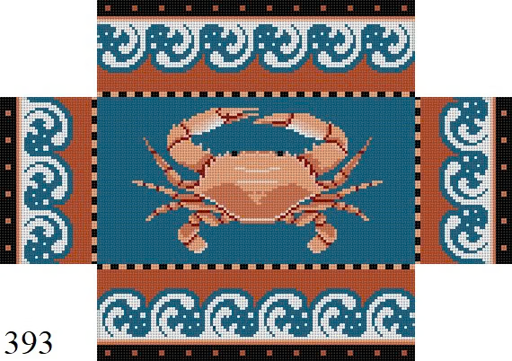 BRICK COVER 393 Susan Roberts Needlepoint CRAB WITH WAVE BORDER 8.5" x 4.5" x 2.75" 13  MESH