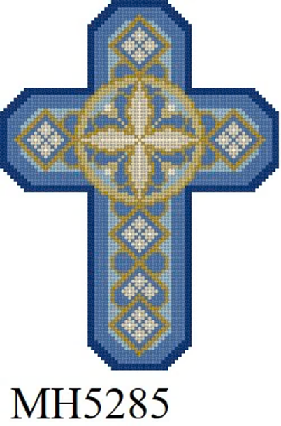 Cross MH5285 Susan Roberts Needlepoint DIAMOND AND LEAF, CROSS 4.5" x 6" 18 MESH