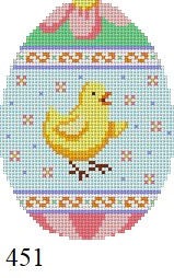 EASTER 451 EGG Susan Roberts Needlepoint CHICK IN FLOWER SPRINKLES, 4" EGG 3" x 4" 18 MESH