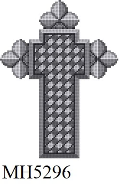 Cross MH5296 Susan Roberts Needlepoint FLEUR DE LIS, PEWTER, CROSS 4.5" x 6" 18 MESH18 MESH