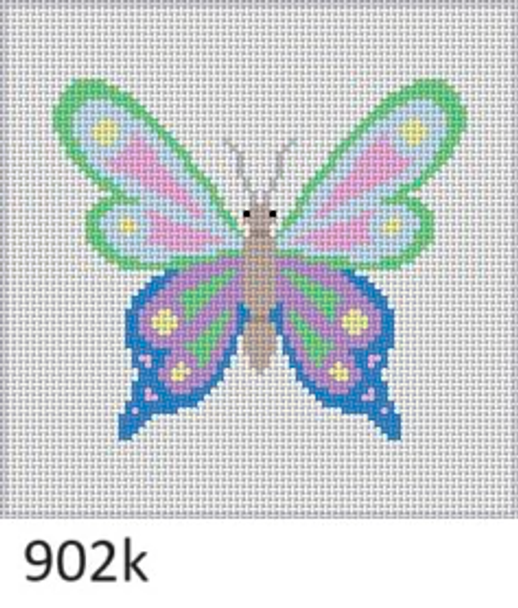 Floral & Nature 902k Susan Roberts Needlepoint BUTTERFLY, 6" SQUARE - 13 MESH