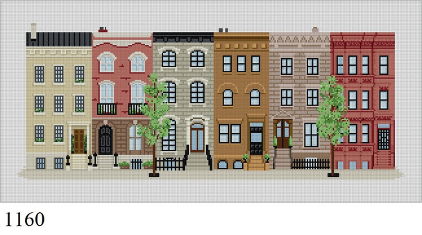 Pillow/Wall Hanging 1160 Susan Roberts Needlepoint BROWNSTONES 18" x 8.75" 18 MESH