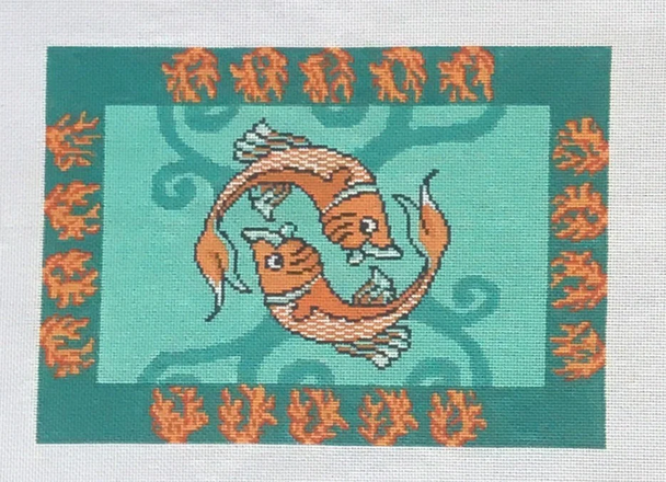 HSNPIL134 Koi Fish 10.25 x 7  18 Mesh HSN DESIGNS PILLOWS (PIL)