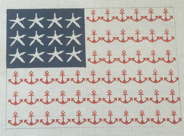 HSN2 Anchors w/starfish 12.5 x 9 18 Mesh HSN DESIGNS AMERICAN FLAG
