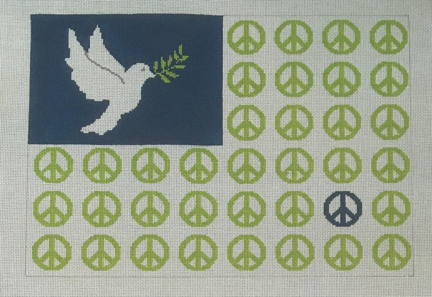 HSN31 Dove/peace 12.5 x 9 on 18 mesh HSN DESIGNS AMERICAN FLAG
