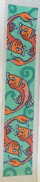 HSNCLCB134 Koi Fish 3.75 x 20 on 13 mesh HSN DESIGNS CLUTCH BAND & PILLOW STRIP (CLCB)