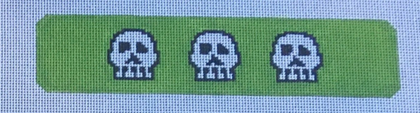 HSNCLC121 Skull 1.5 x 7.25 on 18 mesh HSN DESIGNS CUFF/KEYFOB/BOOKMARK (C)