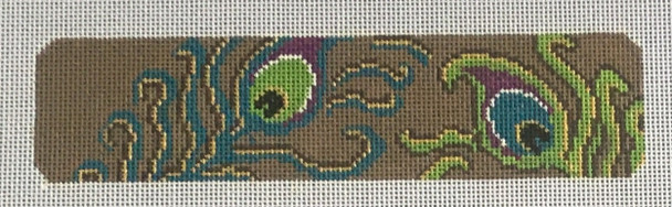 HSNCLC139 Peacock Feather 1.5 x 7.25 on 18 mesh HSN DESIGNS CUFF/KEYFOB/BOOKMARK (C)