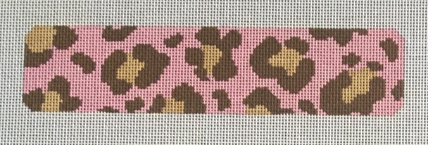 HSNCLC160 Pink Leopard 1.5 x 7.25 on 18 mesh HSN DESIGNS CUFF/KEYFOB/BOOKMARK (C)