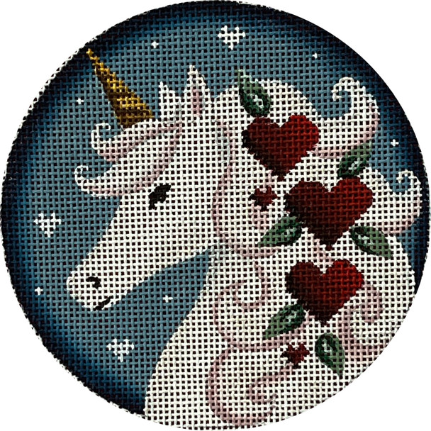 1075d Valentine Unicorn 4" Round 18 Mesh Rebecca Wood Designs!
