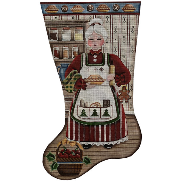 1335c Baking Mrs Clause 11" x 19" 13 Mesh Rebecca Wood Designs!