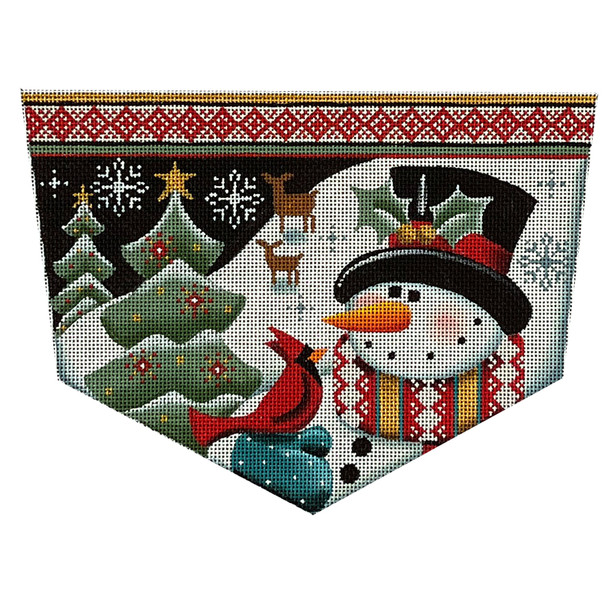1486b Night Snowman 8" x 11" 13 Mesh Rebecca Wood Designs