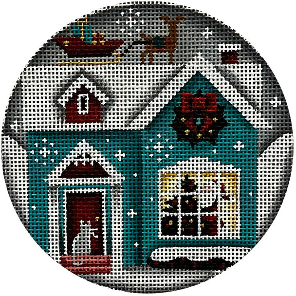 1076a Teal Cottage 4" Round 18 Mesh Rebecca Wood Designs (Fall 2024)