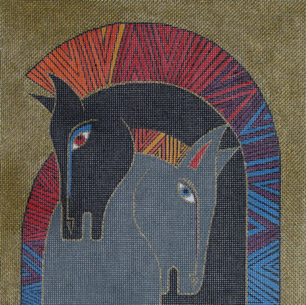 LB-39 Embracing Horses 12 ¼ x 12 ¼  13 Mesh LAUREL BURCH