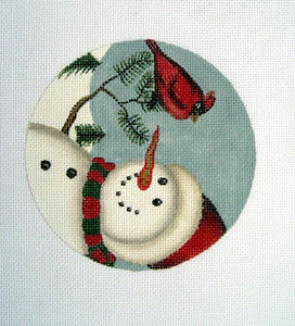 LK-04 Snowman & Cardinal 5 Round 18 Mesh LAURIE KORSGADEN