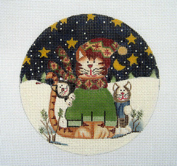LK-05 Meowy Christmas 5" Round 18 Mesh LAURIE KORSGADEN