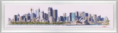 GOK568 Sydney Skyline Thea Gouverneur Kit 7.8" x 18"; Linen; 32ct