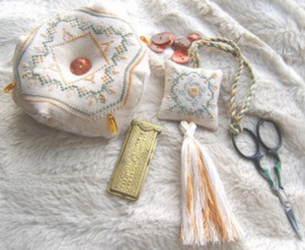 April Rose Biscornu With Silk Pack Heirloom Embroideries HE-ARB